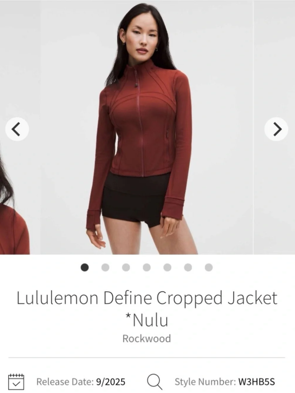 Lululemon Define Cropped Jacket Nulu color ROCKWOOD size 12